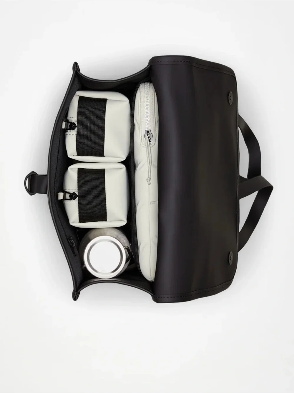 Rains Black Flap Backpack with Buckle Strap waterproof
